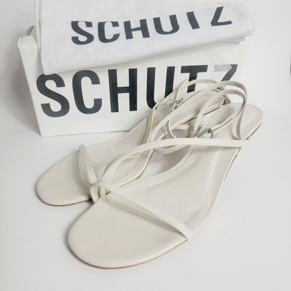 NEW Schutz Helene Kitten Heel Strappy Gladiayor Sandal in Pearl White SIZE 11 - Picture 6 of 11
